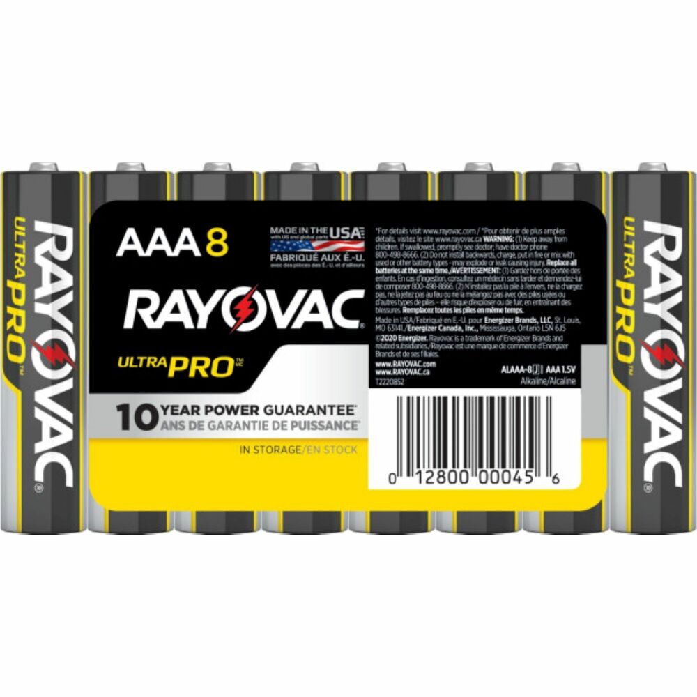 Image of Rayovac Corporation Batteries, Alkaline, AAA, 8/PK, BKRD