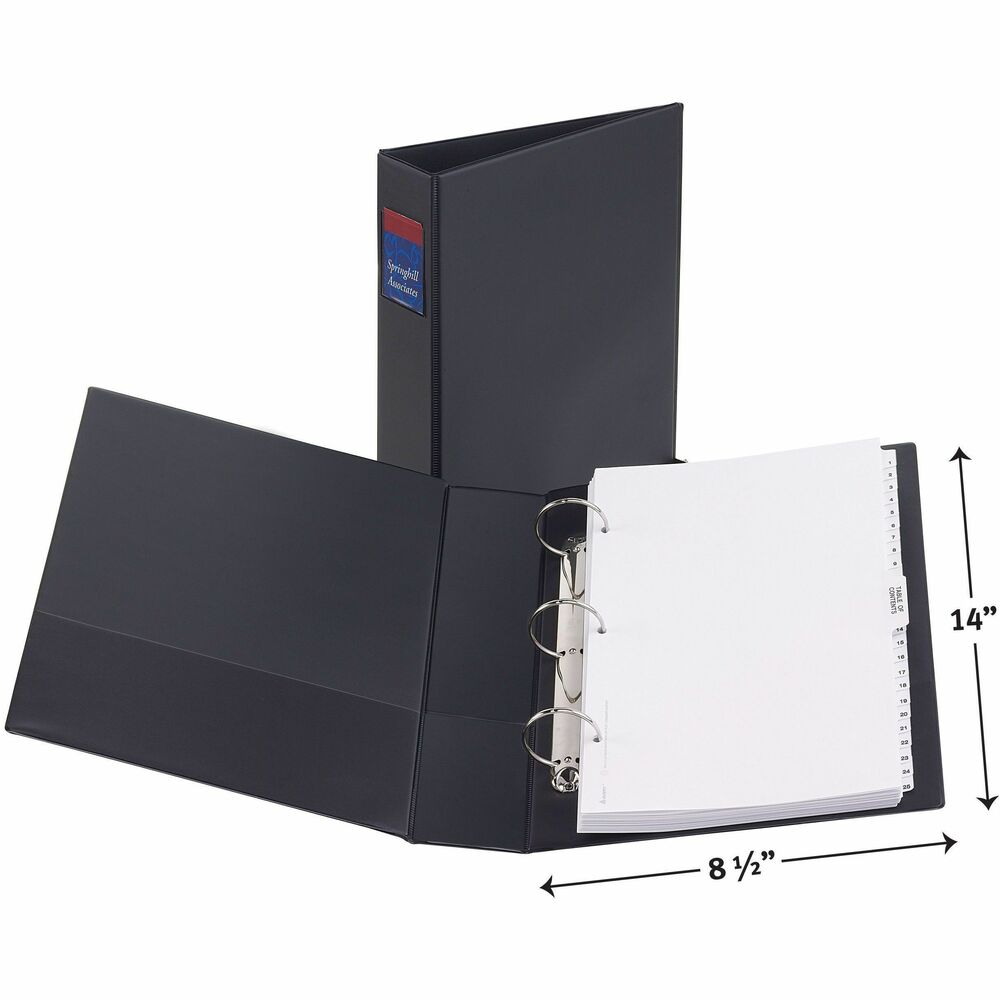 Image of Avery Round Ring Binder, 3 Ring, 2" Cap., 2 Pkt., 14"x8-1/2", BK
