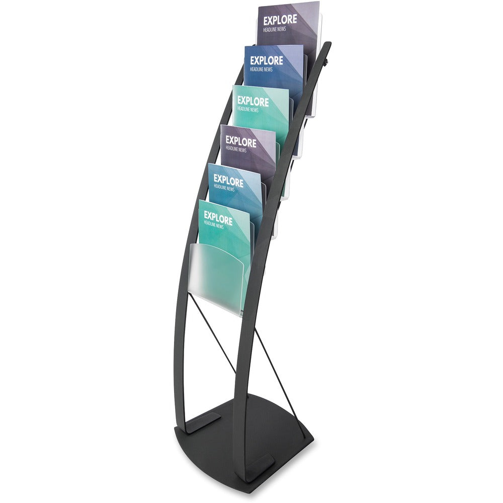 Image of Deflecto Literature Floor Stand, 6 Compartments, 13"x16-1/2"x49", BK