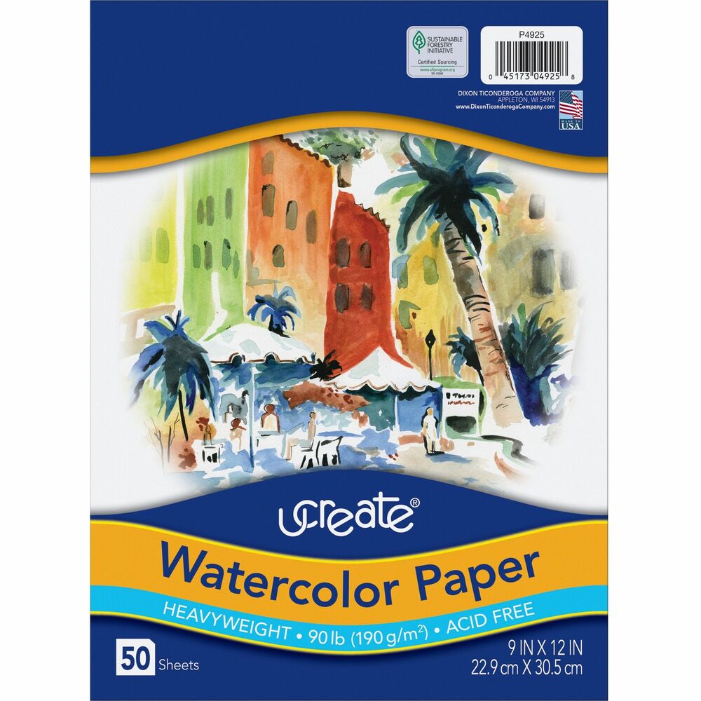 Image of Pacon Watercolor Paper, 90lb., 9"x11", 50SH/PK, White