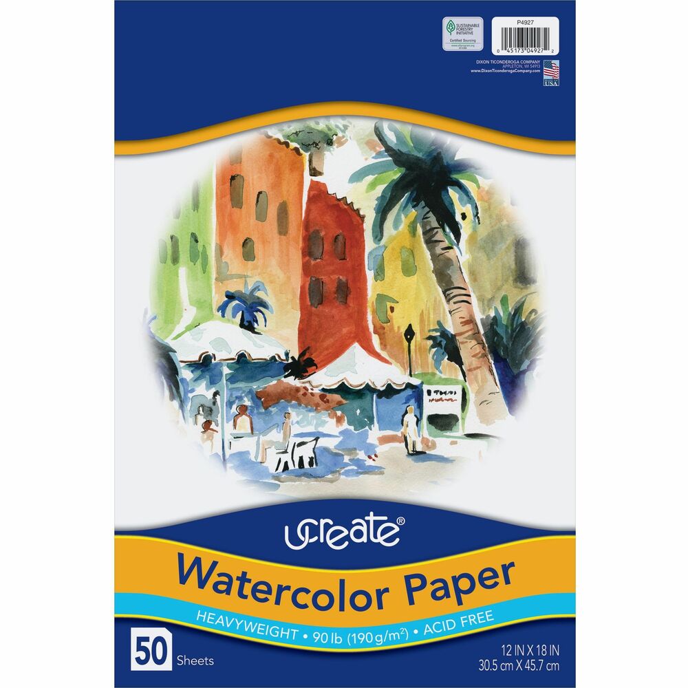 Image of Pacon Watercolor Paper, 90lb., 12"x18", 50SH/PK, White