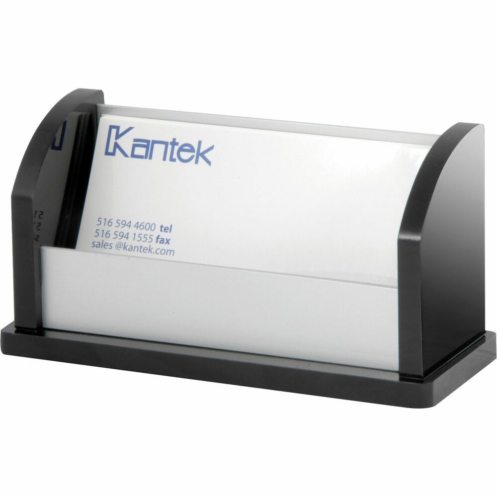 Image of Kantek Business Card Holder, Aluminum, Black Acrylic