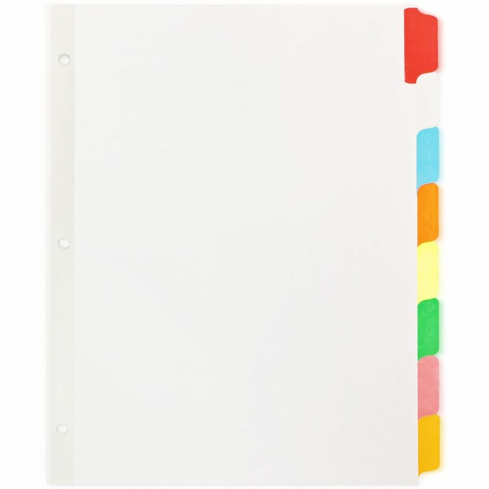 Image of Business Source Write-on Tab Indexes, 8-Tab, 11"x8-1/2", 8 Tabs/ST, Multi