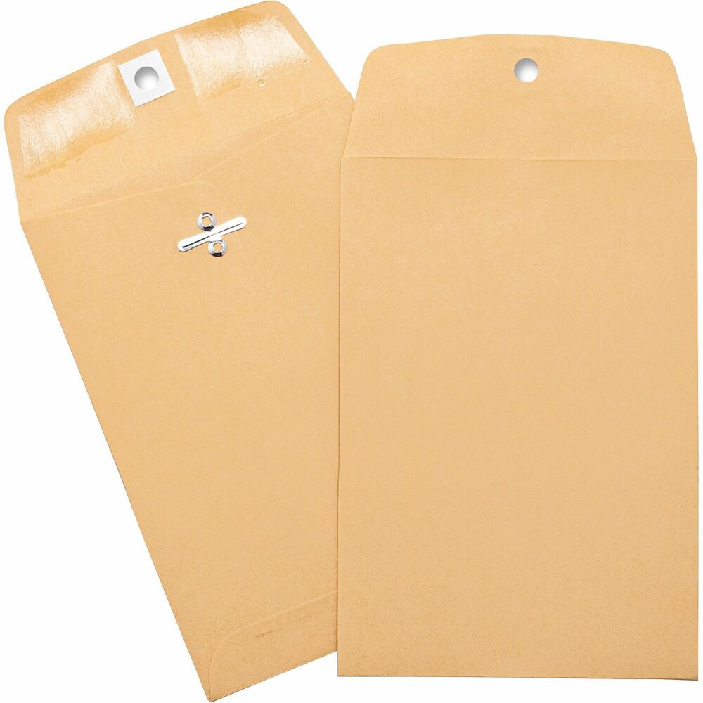 Image of Business Source Envelopes w/Clasp,Hvy-duty,5"x7-1/2",100/BX,Brown Kraft