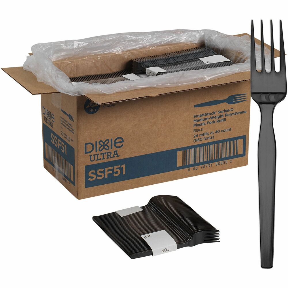 Image of Dixie Foods Fork Refill,f/Mini SmartStock Dispenser,40/PK 24PK/CT,Black