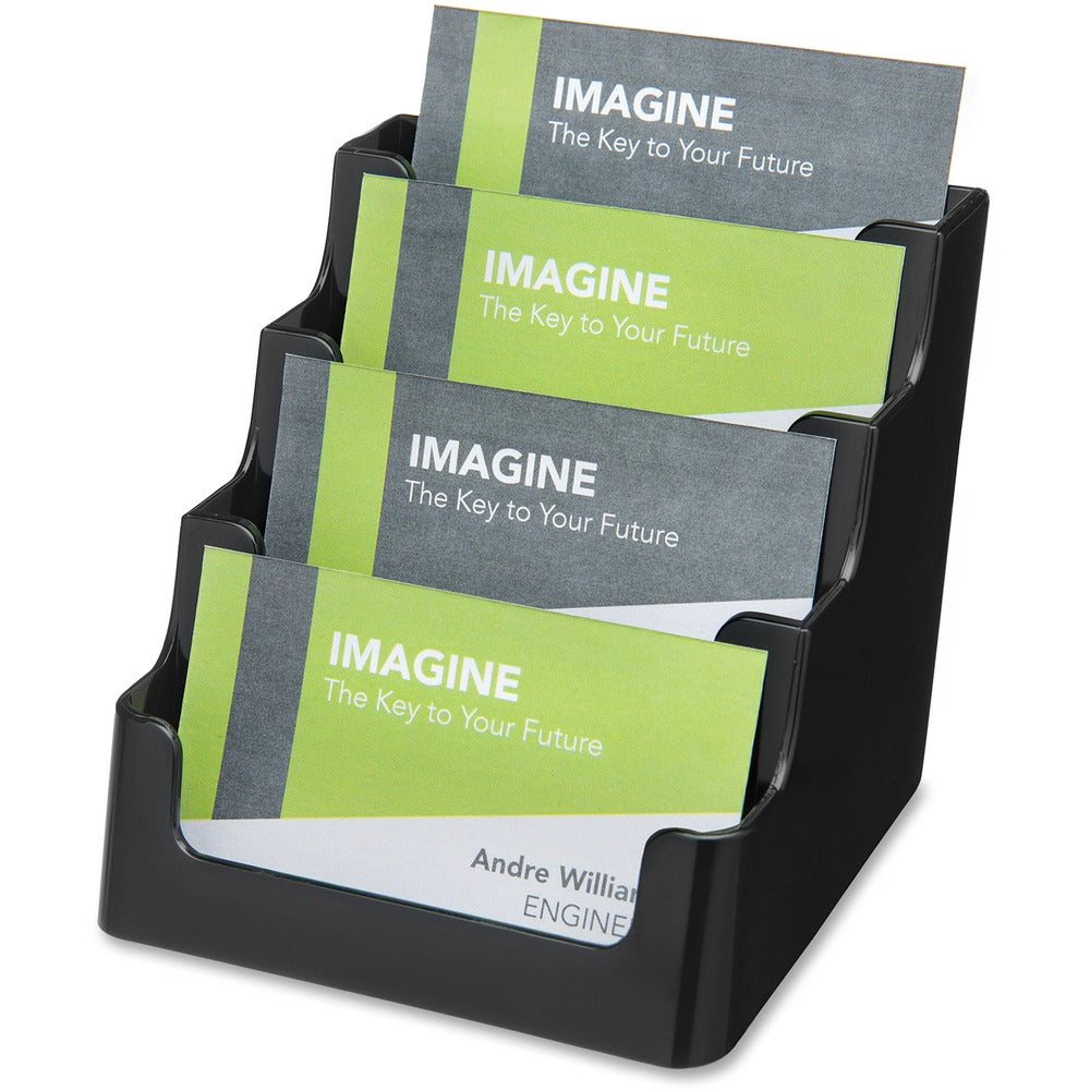 Image of Deflecto Business Card Holder,4-Tier,Holds 50,3-7/8"x4-1/8"x3-1/2",BK