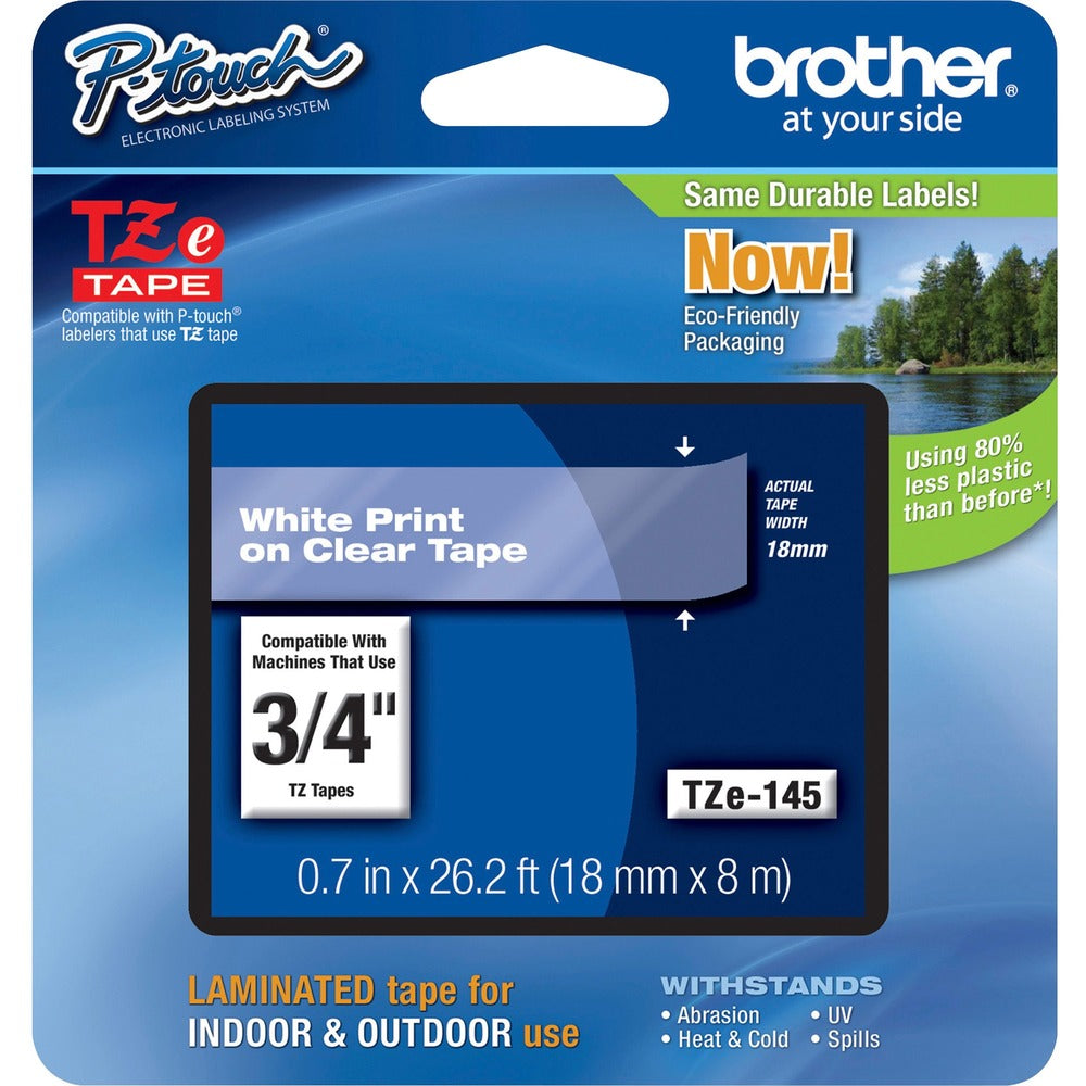 Image of Brother Tape Cartridge, Laminated, f/P-Touch 8m, 3/4", White/Clear