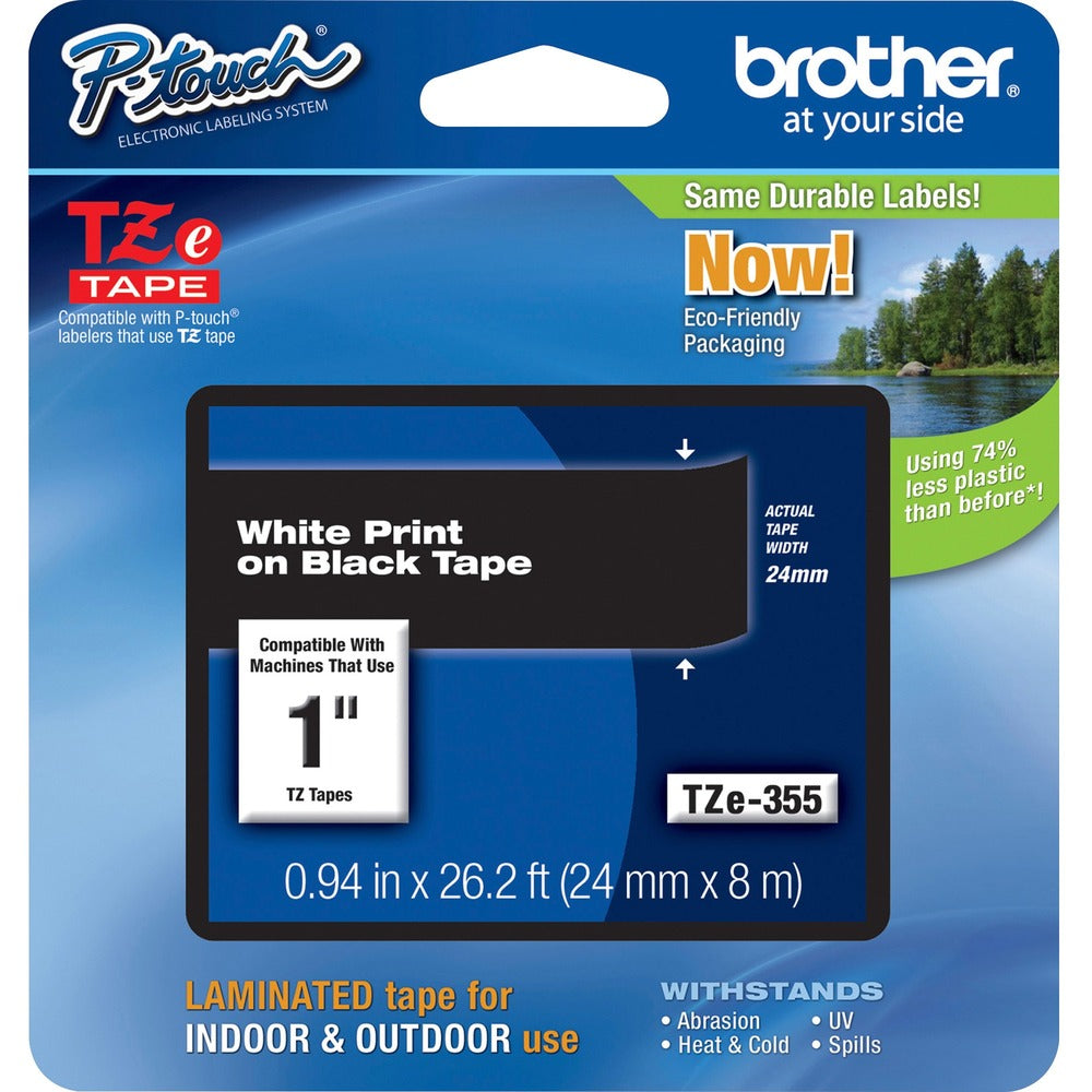 Image of Brother Lettering Tape, 1" Size, White/Black