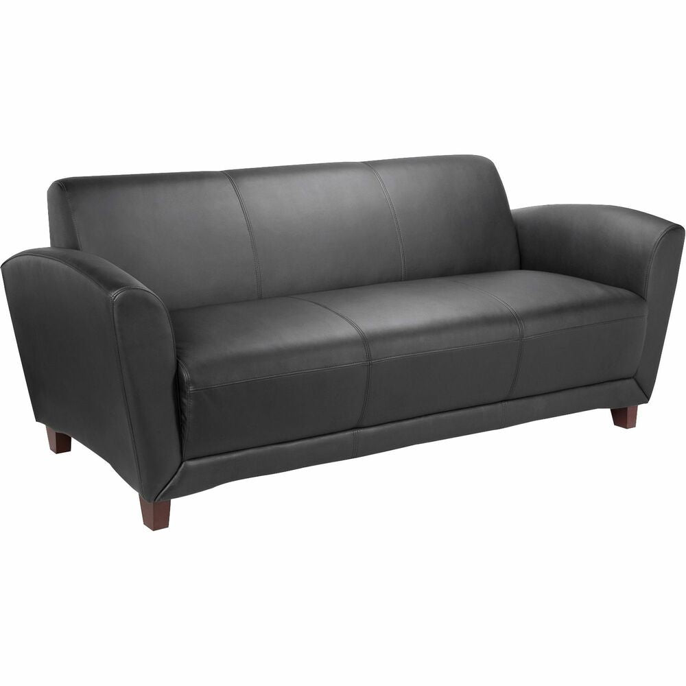 Image of Lorell Reception Sofa, 75"x34-1/2"x31-1/4", Black Leather