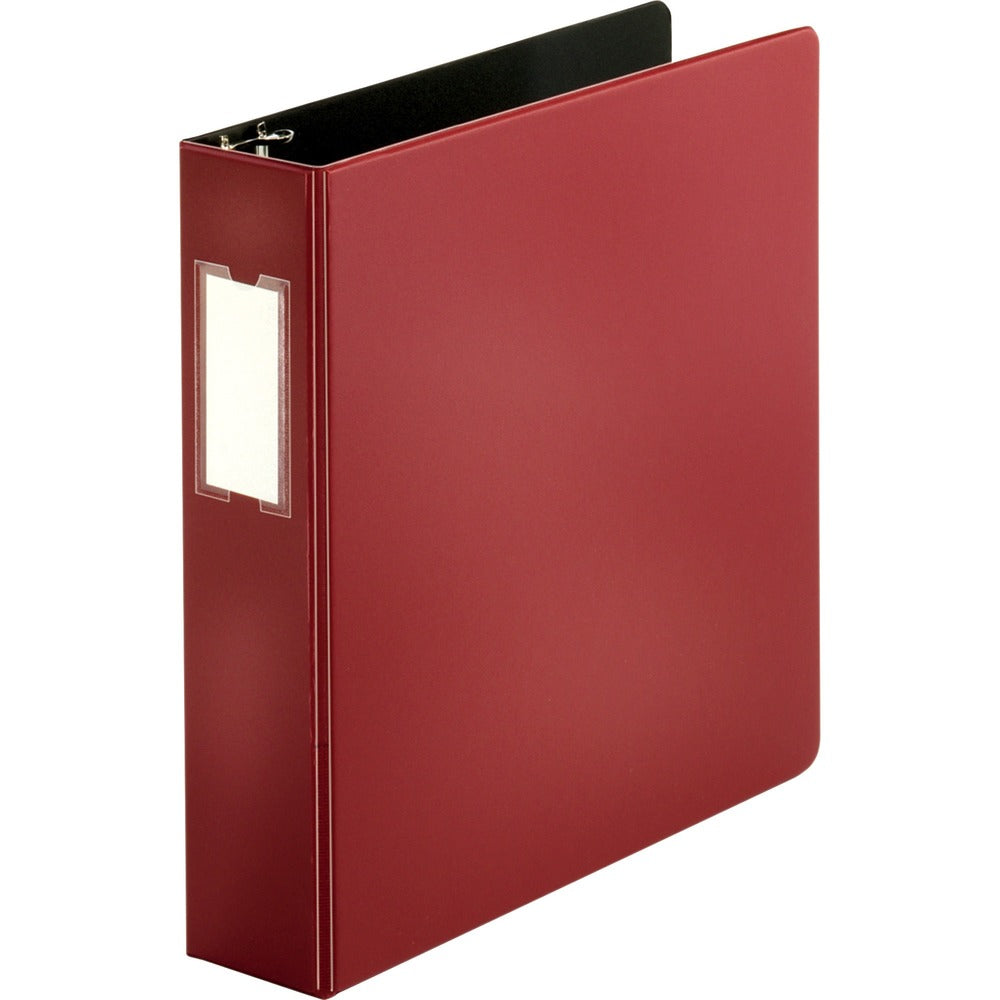 Image of Business Source D-Ring Binder, w/Label Holder, Hvy-Dty, 2", Burgundy