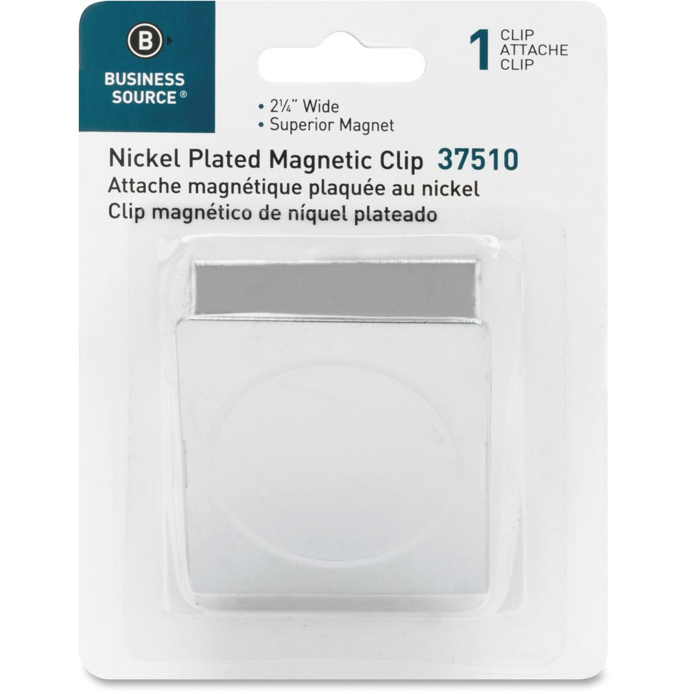 Image of Business Source Magnetic Metal Clip, Large, 2-1/4", 1.0mm, Chrome