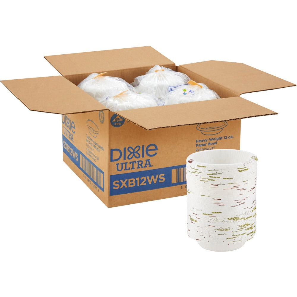 Image of Dixie Foods Bowls,Heavy Weight,12oz,125/PK,4PK/CT,Pathways/White