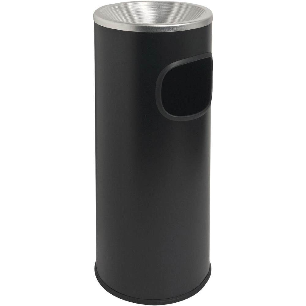 Image of Genuine Joe Waste Receptacle,w/Ashtray,Fire-Safe,3 Gal,Aluminum/Black