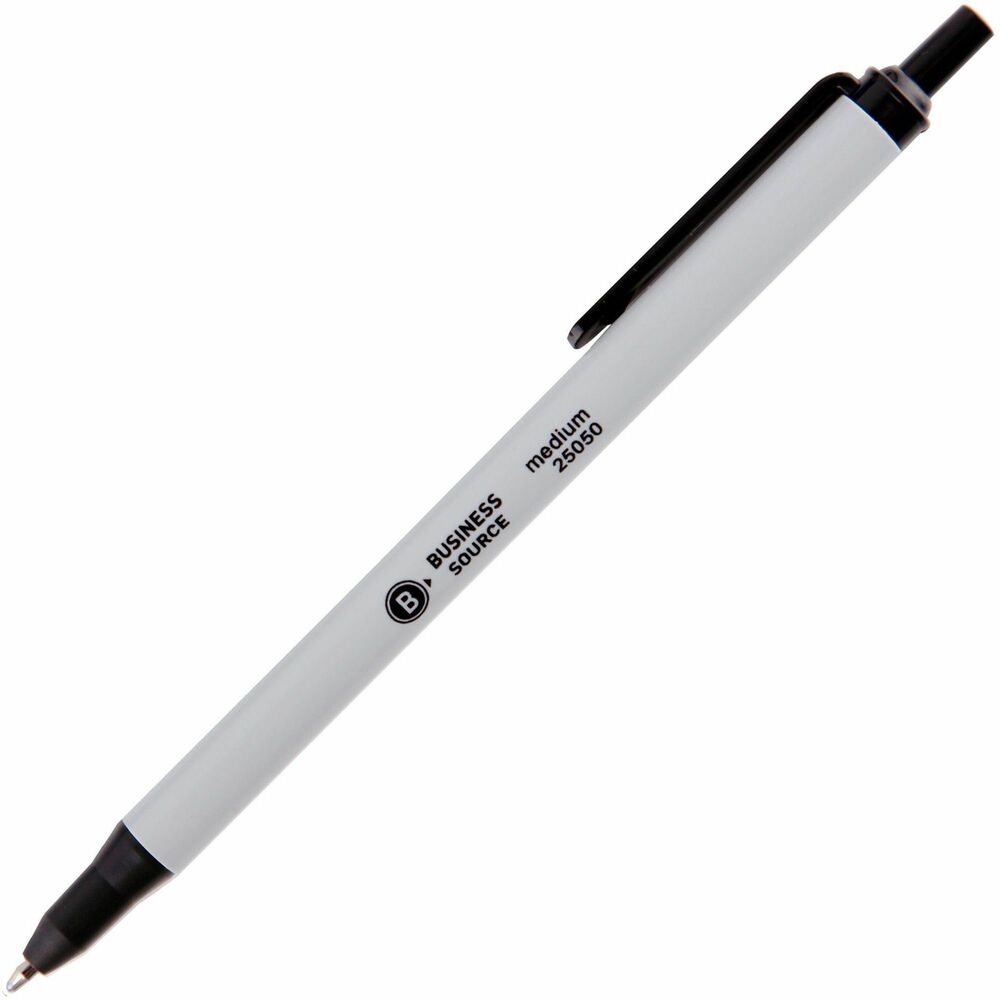 Image of Business Source Ballpoint Pen, Retract, Clip, Medium Point, Black Ink