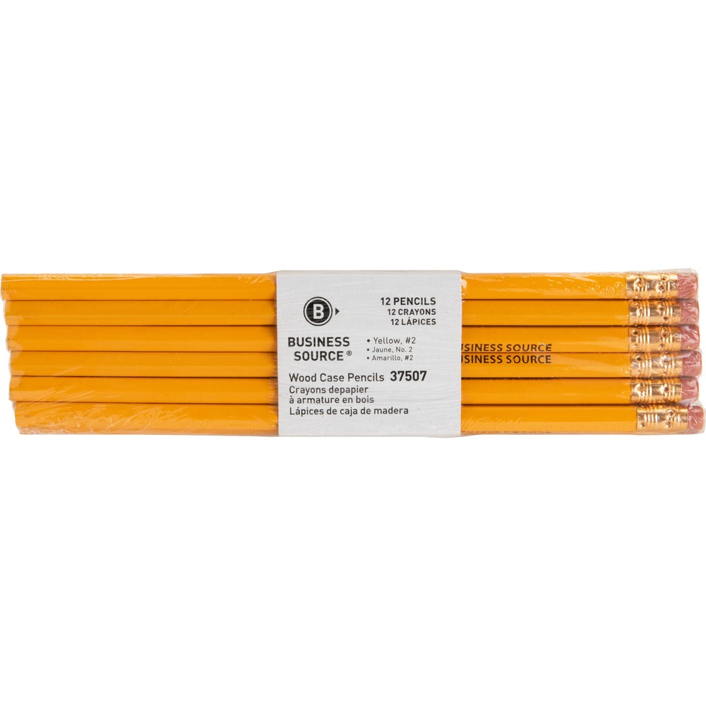 Image of Business Source Woodcase Pencils, No. 2, 12/pk, Yellow