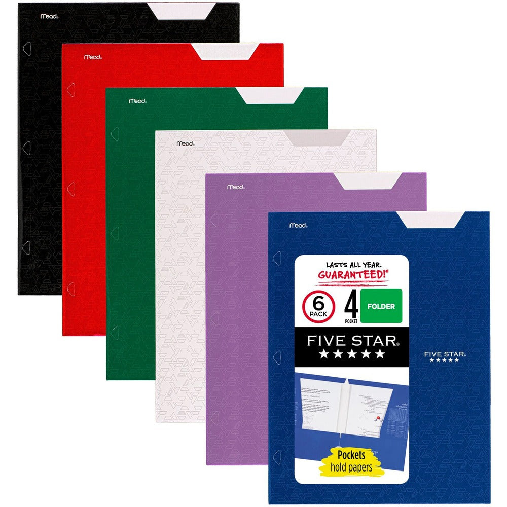 Image of Mead Folder, 4-Pocket, 9-1/2"Wx12-1/2"H, 6/PK, Assorted