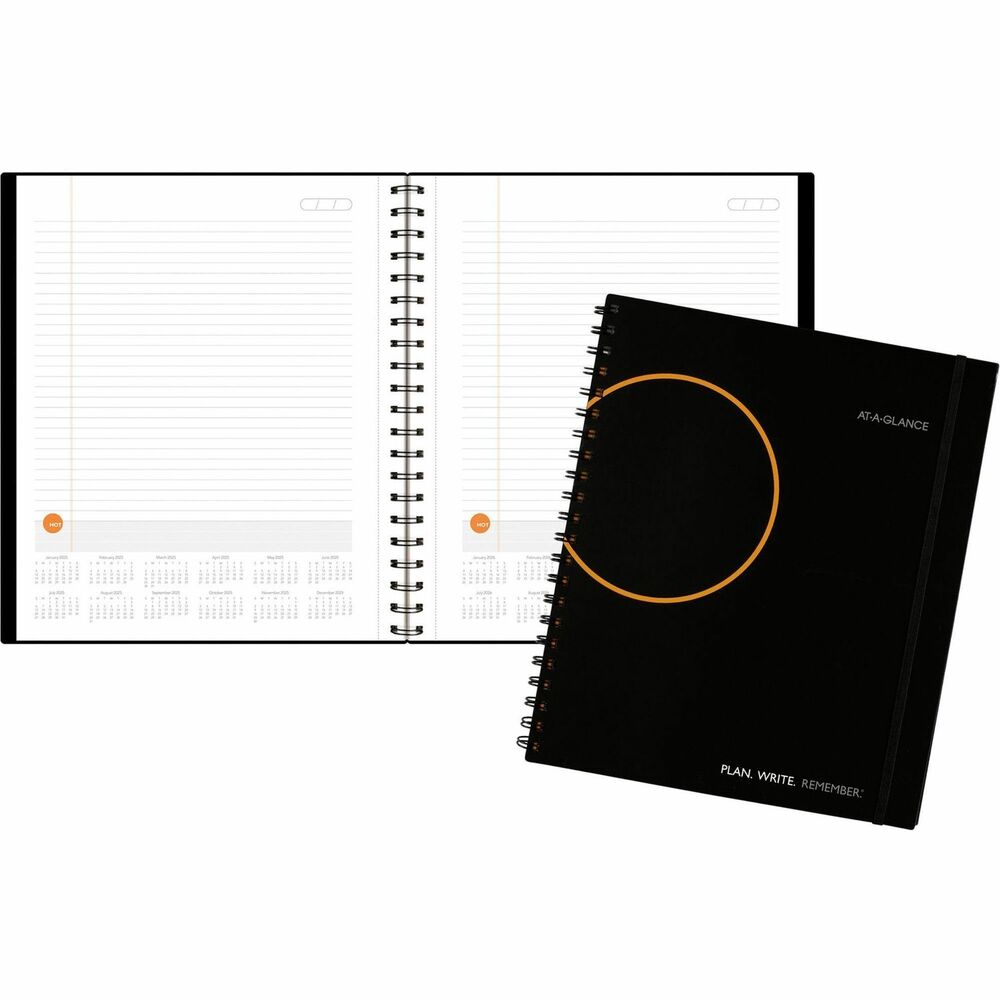 Image of AT-A-GLANCE Planning Notebook Lined w/Cal,12Mth Jan-Dec,9-1/4"x11",BK