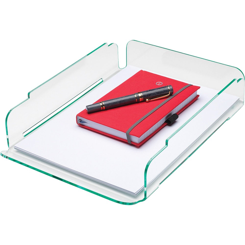 Image of Lorell Single Stack Letter Tray, 10"x13-1/4"x2-1/2", CL/GN Acrylic