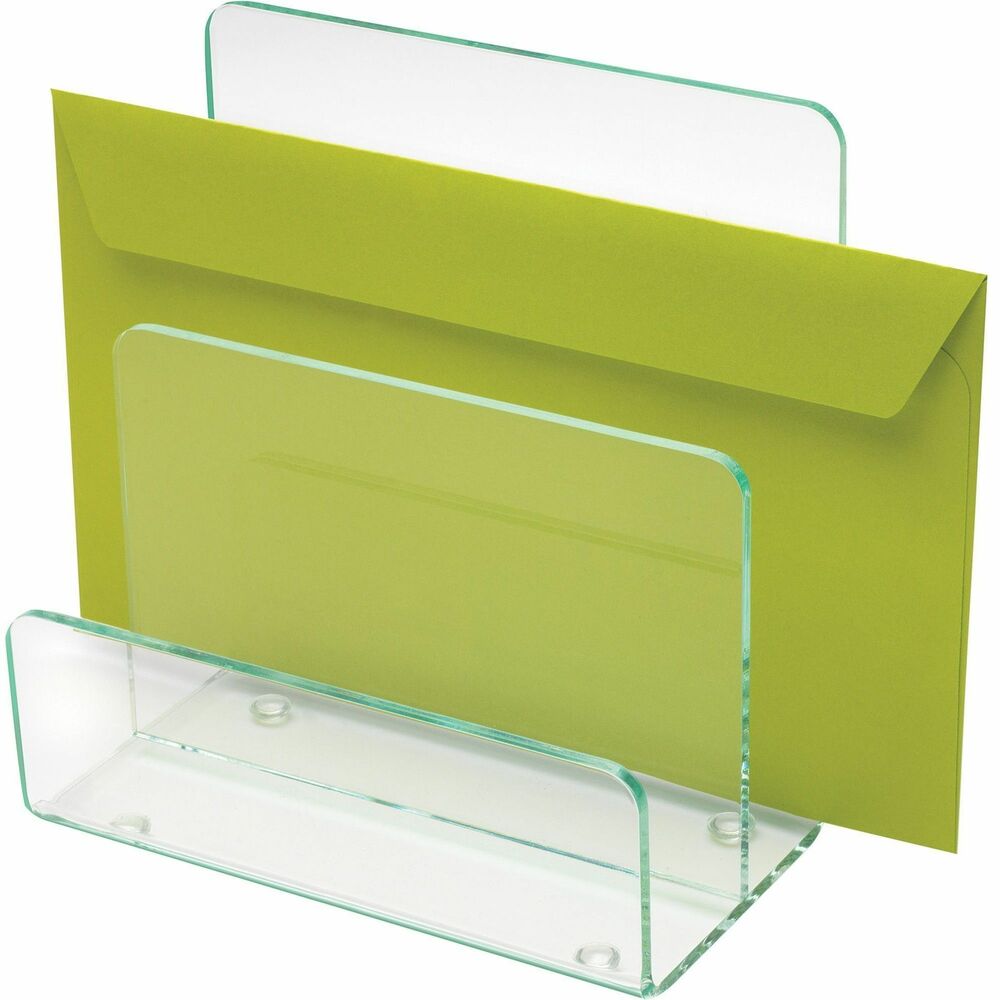 Image of Lorell Mini Paper Sorter, 6"x3-1/2"x6-1/2", Clear/Green