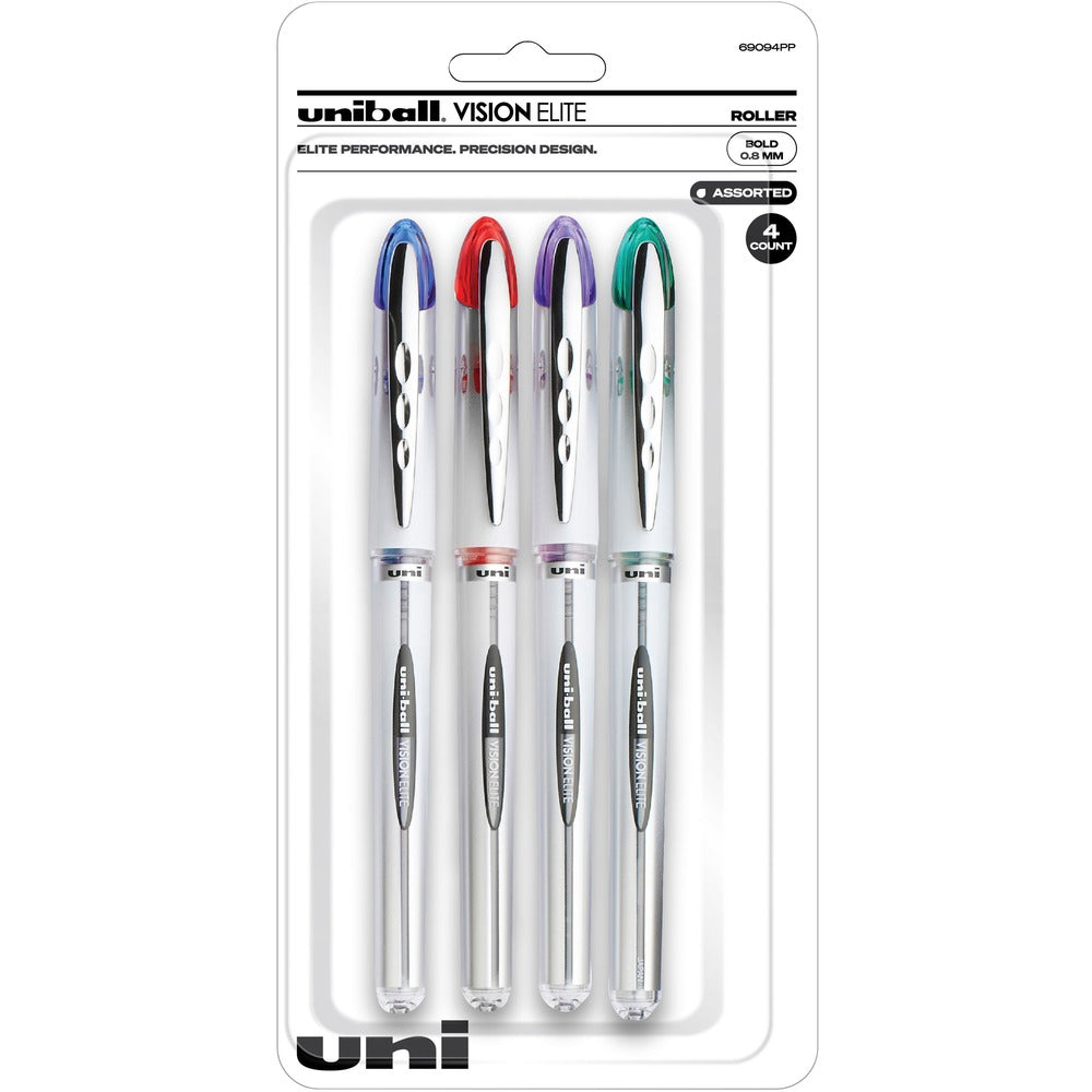 Image of uni-ball Corporation Pen,Gel,Rollerball,Refillable,0.8mm,4/PK,Assorted Ink