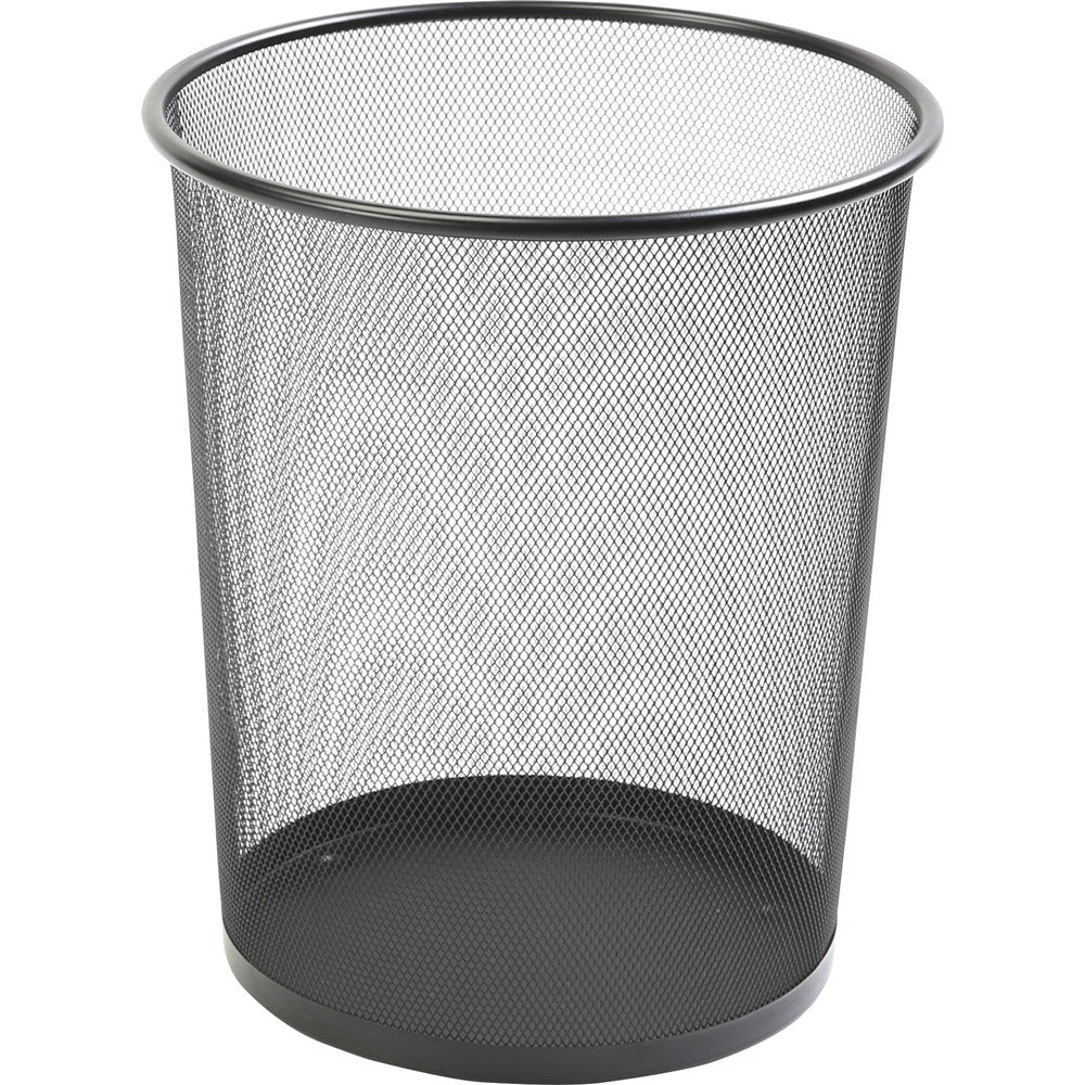 Image of Lorell Round Waste Bin, Steel Mesh, 4.7 Gal., 12"x14-1/4", Black