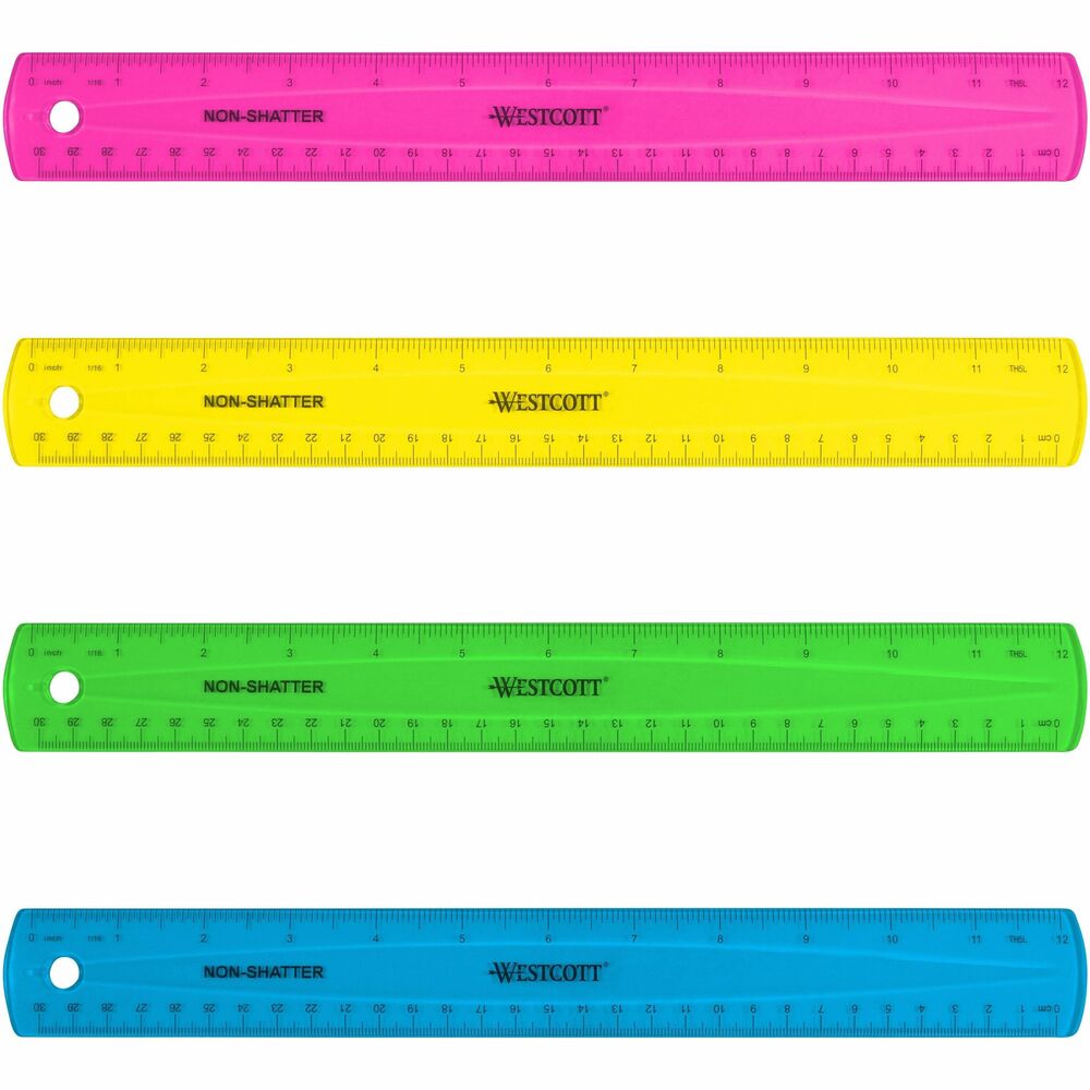 Image of Acme United Corporation Ruler, Non-Shatter, Antimicrobial, Transparent, 12"L, AST