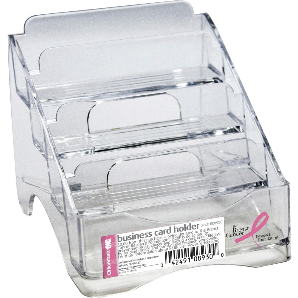 Image of Officemate Business Card Holder, BCA, Plastic, 4-Tier, 4"x3-3/4"x4", CL