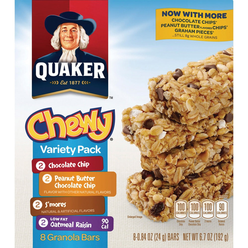 Image of Quaker Foods Chewy Granola Bars, Variety Pack, 6.7oz., 8/BX, Assorted