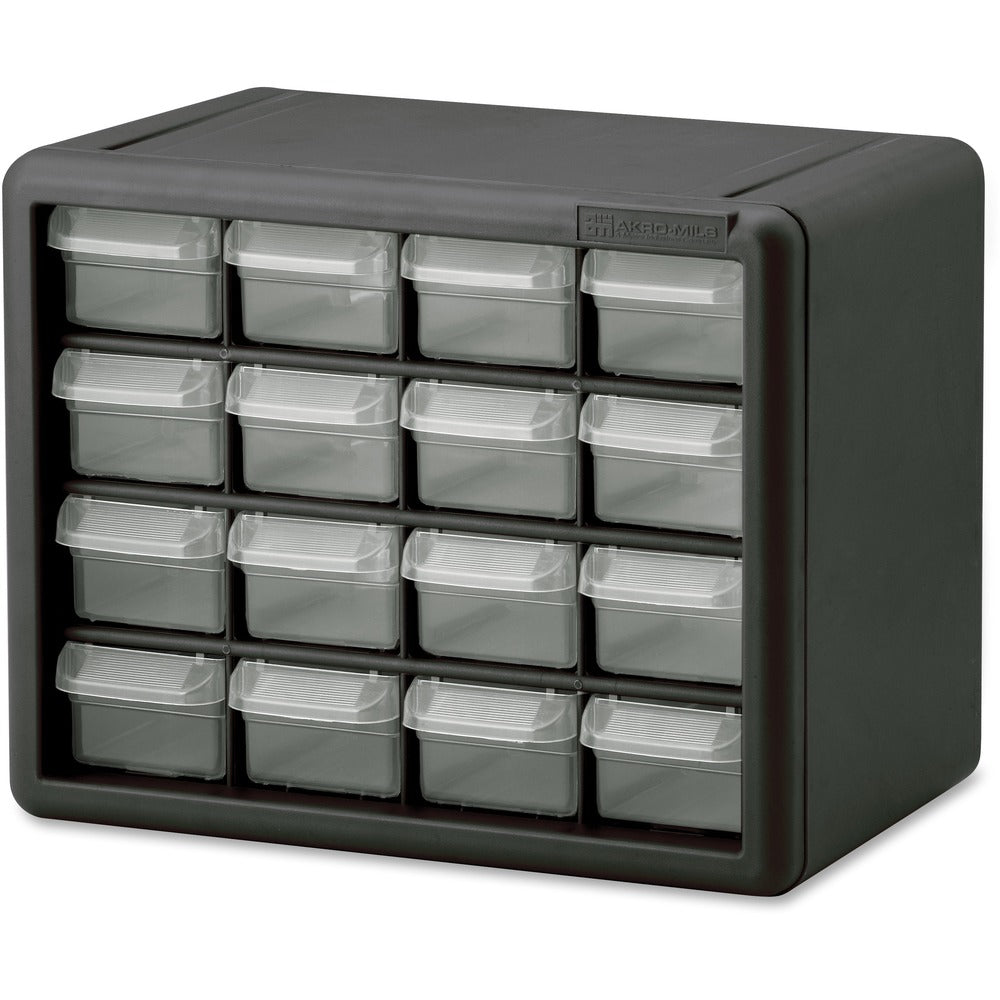 Image of Akro-Mils Storage Cabinet, Plastic, 16-Draw, 6-3/8"x10-1/2"x8-1/2", GY