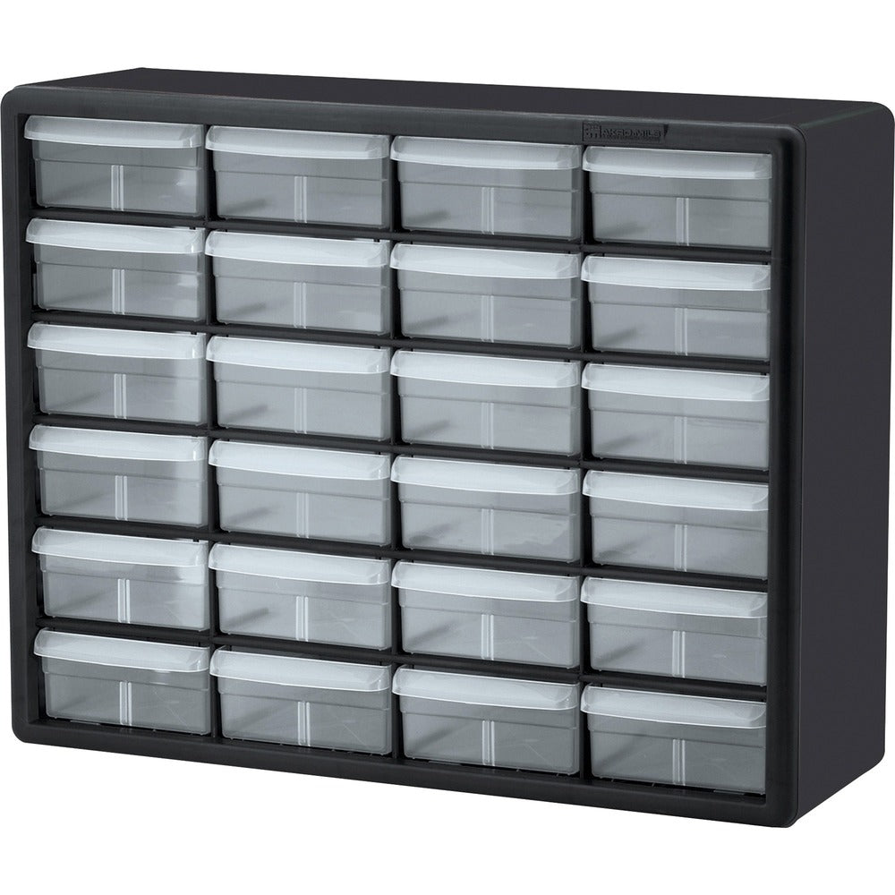Image of Akro-Mils Storage Cabinet,Plastic,24-Drawer, 6-3/8"x20"x16", BK/CL