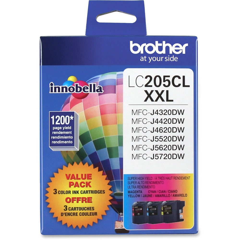 Image of Brother Ink Cartridges, 1200 Page Yield, 3/PK, CYN/MA/YW