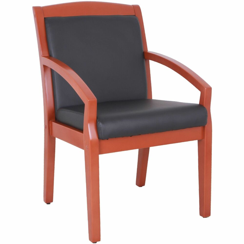 Image of Lorell Guest Chair, Wood, 23-1/4"x24-3/8"x35.88", Black/Cherry