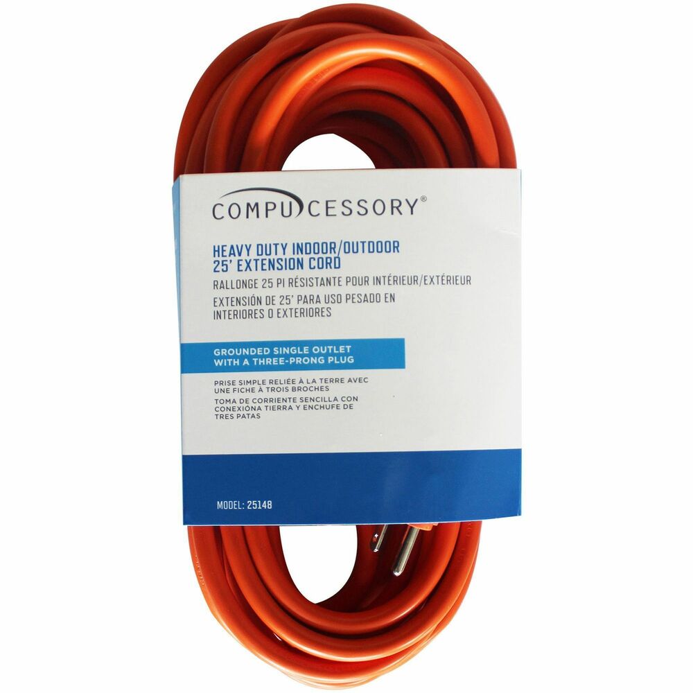 Image of Compucessory Heavy Duty Extension Cord 25', Orange