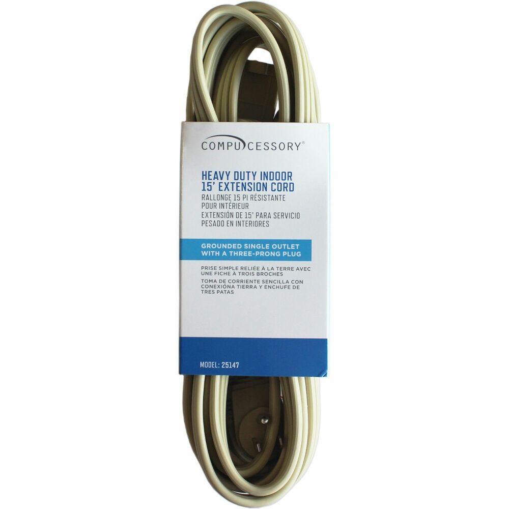 Image of Compucessory Heavy Duty Extension Cord, 15', Beige
