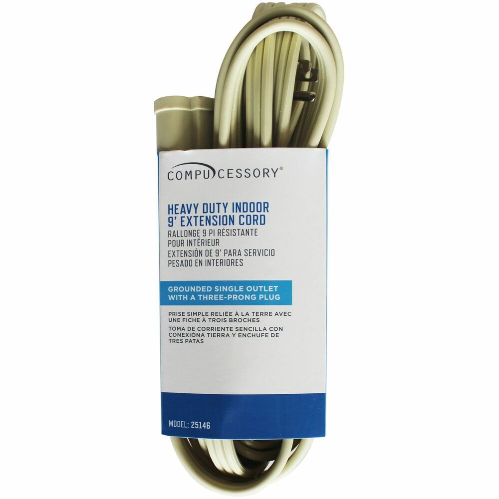 Image of Compucessory Heavy Duty Extension Cord, 9', Beige
