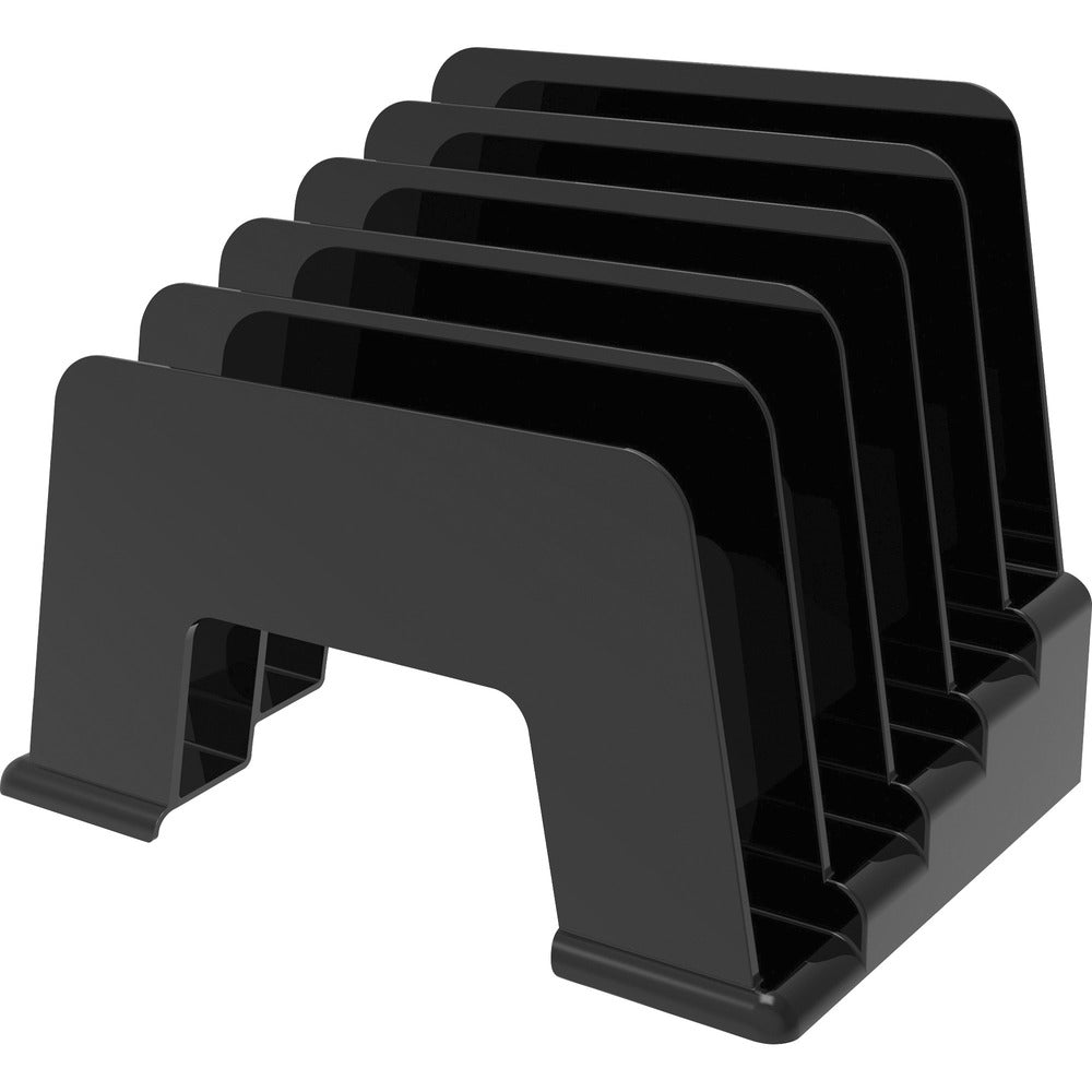 Image of Deflecto Small Inclined File Sorter, 5 Compartment, Black