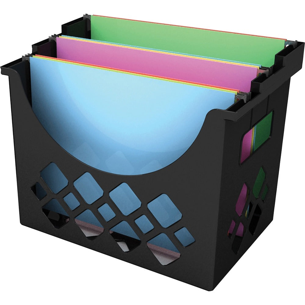 Image of Deflecto Hanging File Holder, 3 Compartments, 9.6"x8.5"x13.25", Black