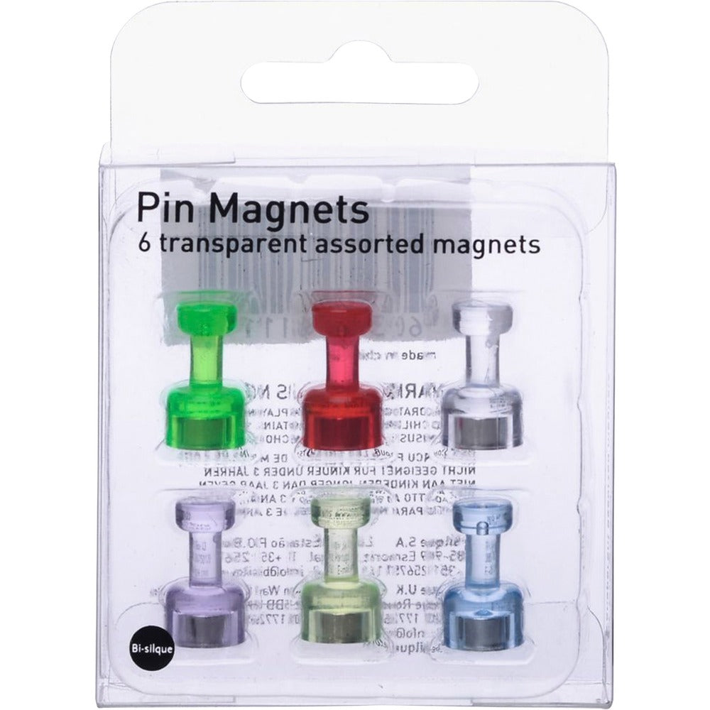 Image of Bi-silque Magnetic Push Pins, 3/4", 6 Pack, Assorted