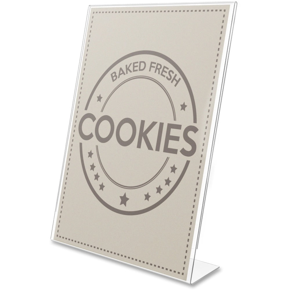 Image of Deflecto Sign Holder, Anti Glare, Slant, 11"x8.5"x2.5", Clear