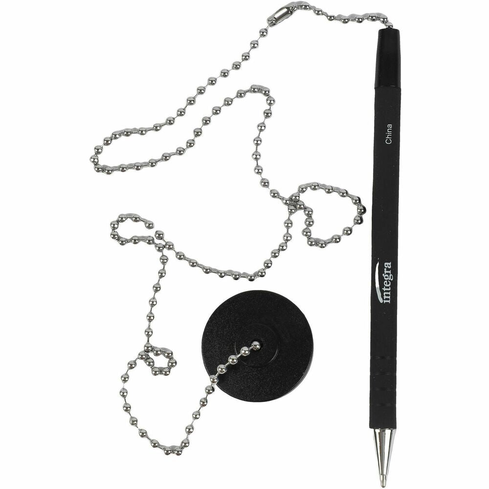 Image of Integra Counter Pen, w/24"L Chain & Base, Antimicrobial, Black