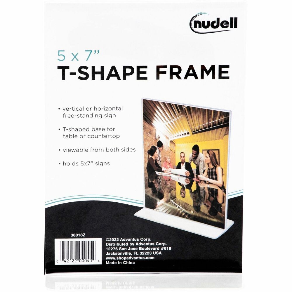 Image of Glolite Nudell LLC Stand-Up Sign Holder, 5"x7", Plastic, Clear