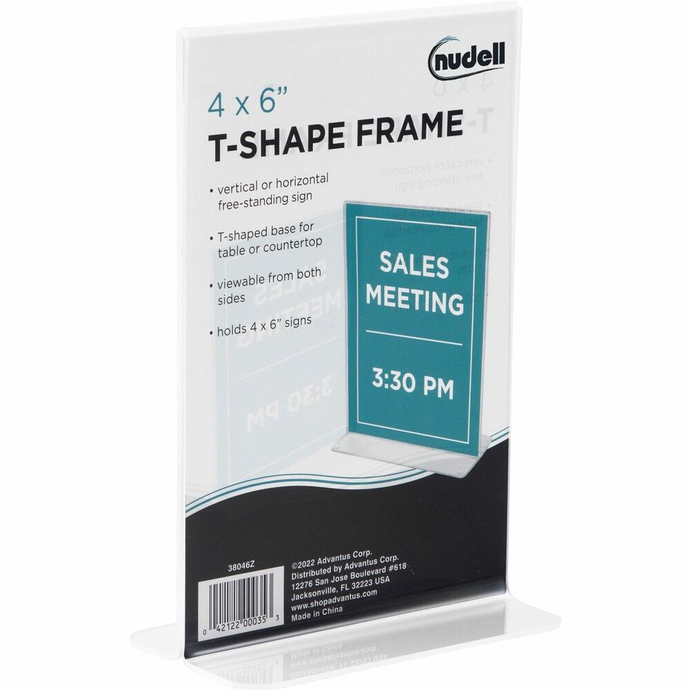 Image of Glolite Nudell LLC Stand-Up Sign Holder, 4"x6", Plastic, Clear