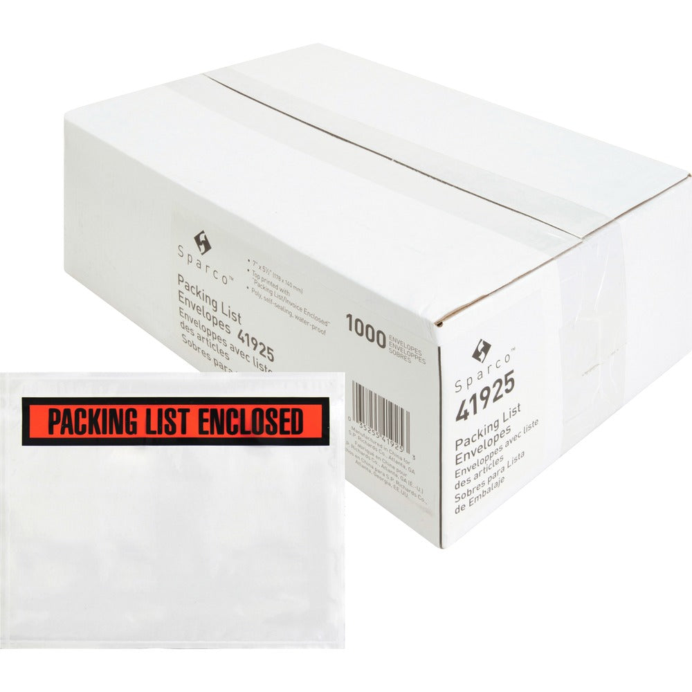 Image of Sparco Packing/Invoice Envelope, 7"x5.5", 1000/BX, White