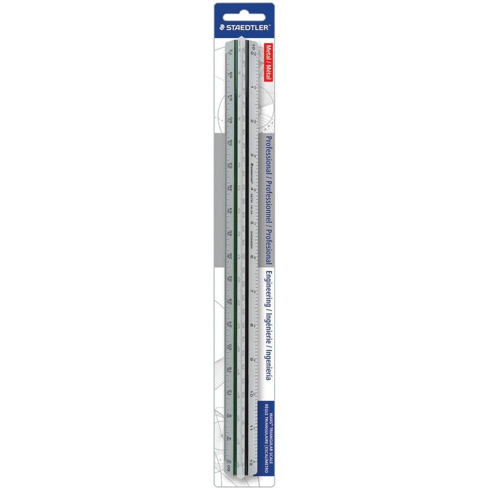 Image of Staedtler Engineers Pro Triangular Scale, Mars, ALM, 12", Silver