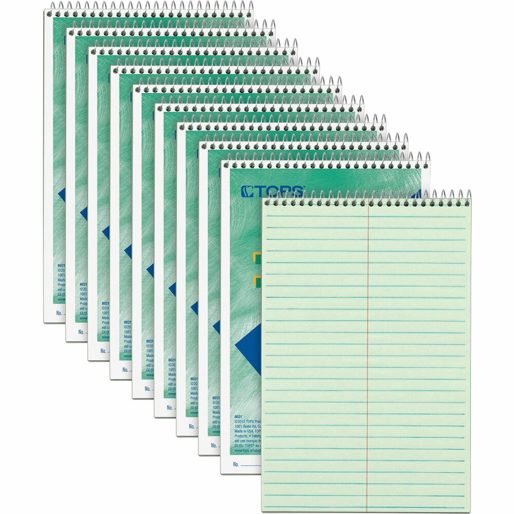 Image of Tops Steno Book, Gregg Rule, 80Sheets/PD, 6"X9", GN Tint