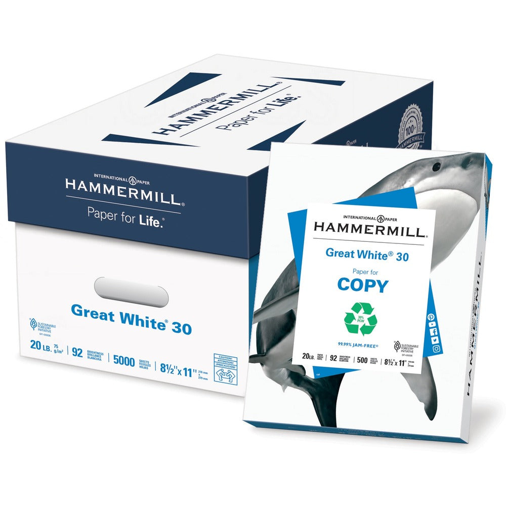Image of Hammermill Copy Paper,Recycled,20 lb,75GSM,8-1/2"X11",500/RM,400/PL,WE