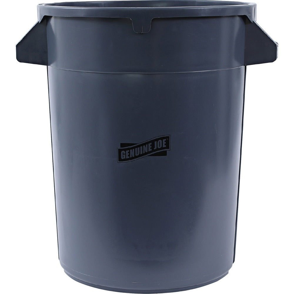 Image of Genuine Joe Trash Containers, Heavy-duty, 32 Gallon, 6/CT, Gray