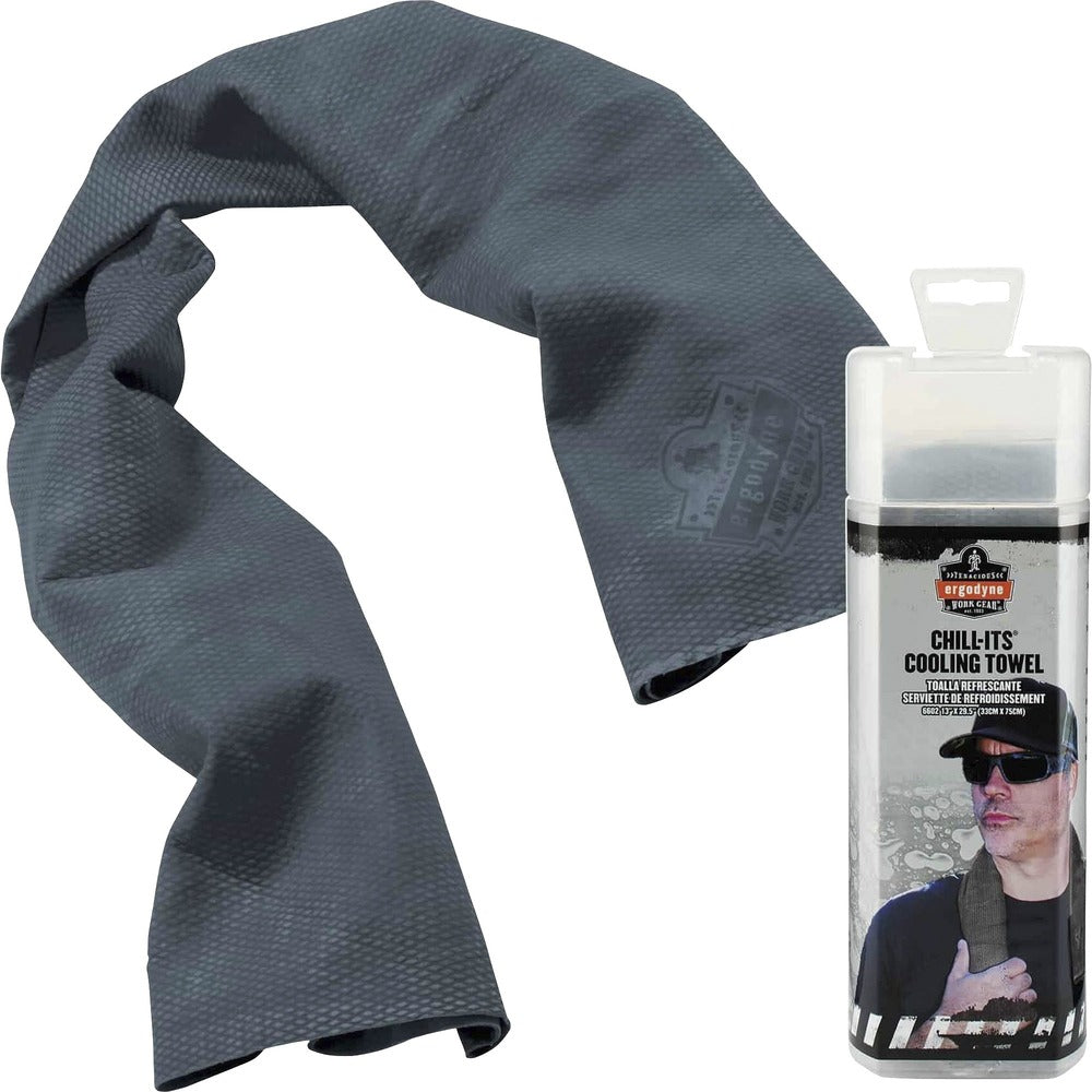 Image of Ergodyne Cooling Towel, Machine-Washable, 13"x29-1/2", Gray