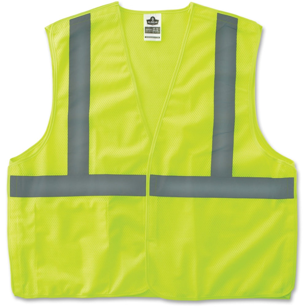 Image of Ergodyne Safety Vest,w/Mic Tab,Class 2,Hi-Vis,Reflect Tape,L/XL,Lime