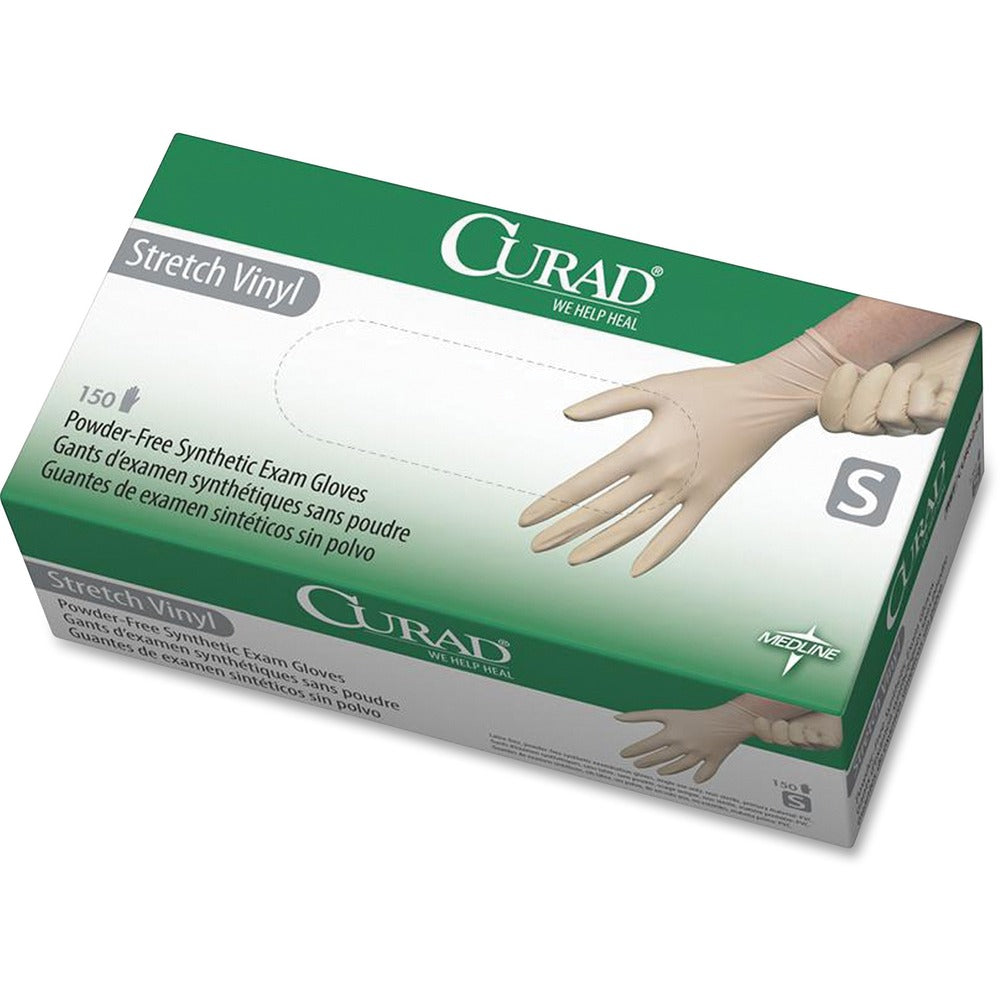 Image of Medline Stretch Vinyl Exam Gloves, Small, 150/BX, Cream